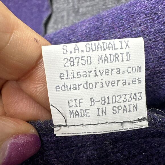 Elisa Rivera Wool Blend Cardigan Sweater Large Gray Purple Colorblock Lagenlook - Picture 12 of 13